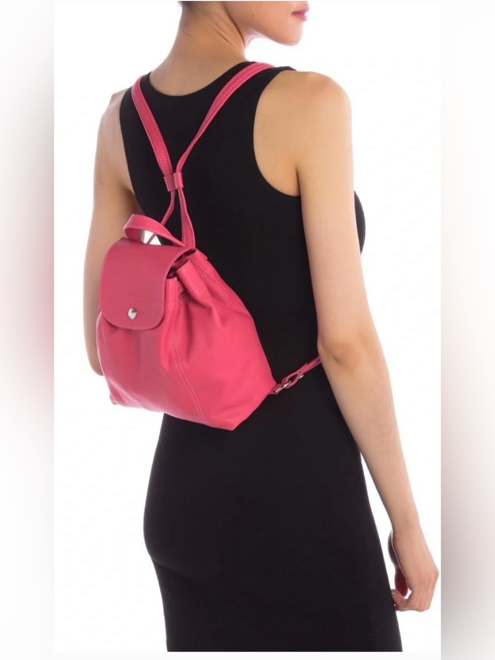 EUC Longchamp Small Le Pliage Cuir in Pink Red